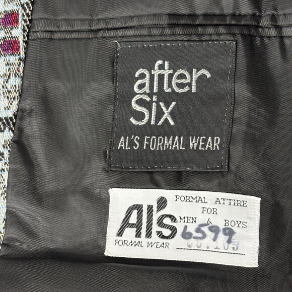 After Six Grey Red  Brocade Tuxedo Prom Formal Jacket Vintage Authentic 70’s NWT - Picture 9 of 14